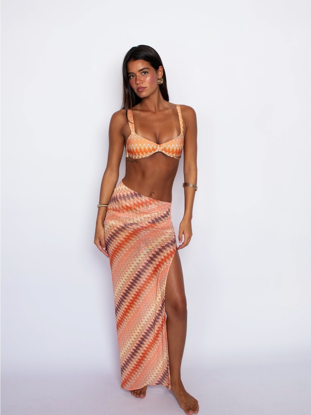 Skatie mesh BONNIE SKIRT - chevron PUGLIA pattern  in Peach & Coral